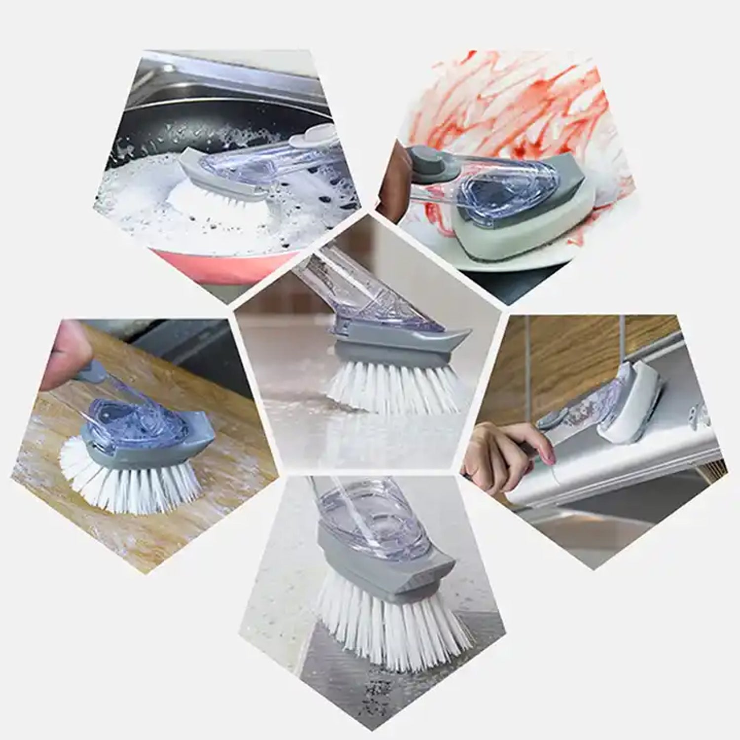 Home & Kitchen Cleaning Brushes, Scrubber, Soap Dispenser Scrub Brush for Pans Pots and Bathtub Sink (5 In 1 / 2 In 1) Home & Kitchen Cleaning Brushes, Scrubber, Soap Dispenser Scrub Brush for Pans Pots and Bathtub Sink (5 In 1 / 2 In 1)
